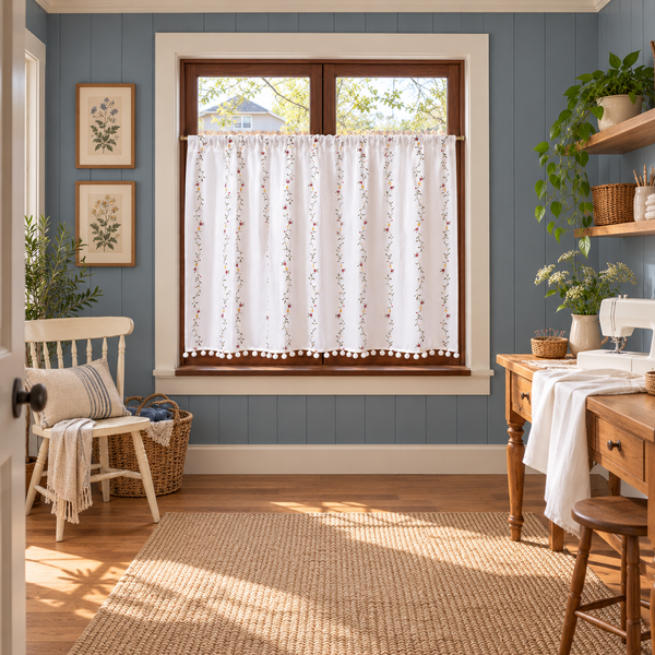 Floral Country Cafe Curtain - room setting