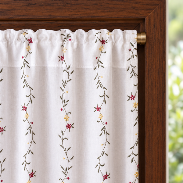 Floral Country Cafe Curtain - header detail