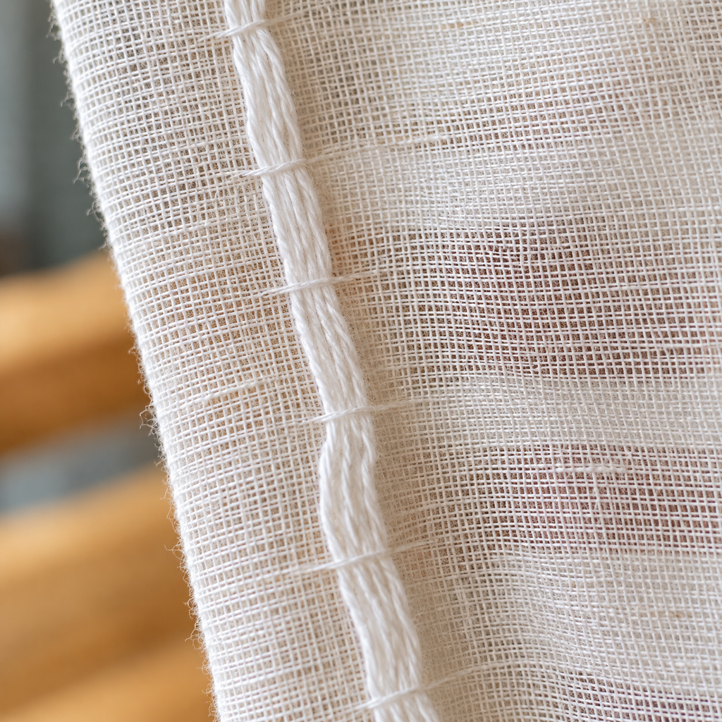 Linen Pull-Up Curtain Panel - fabric detail