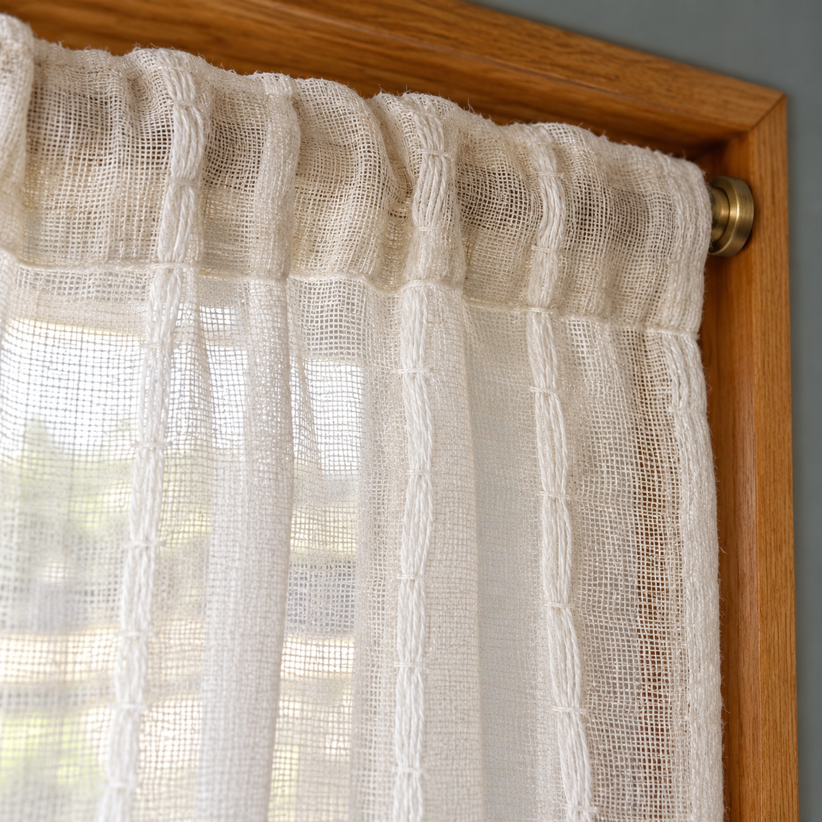 Linen Pull-Up Curtain Panel - header detail