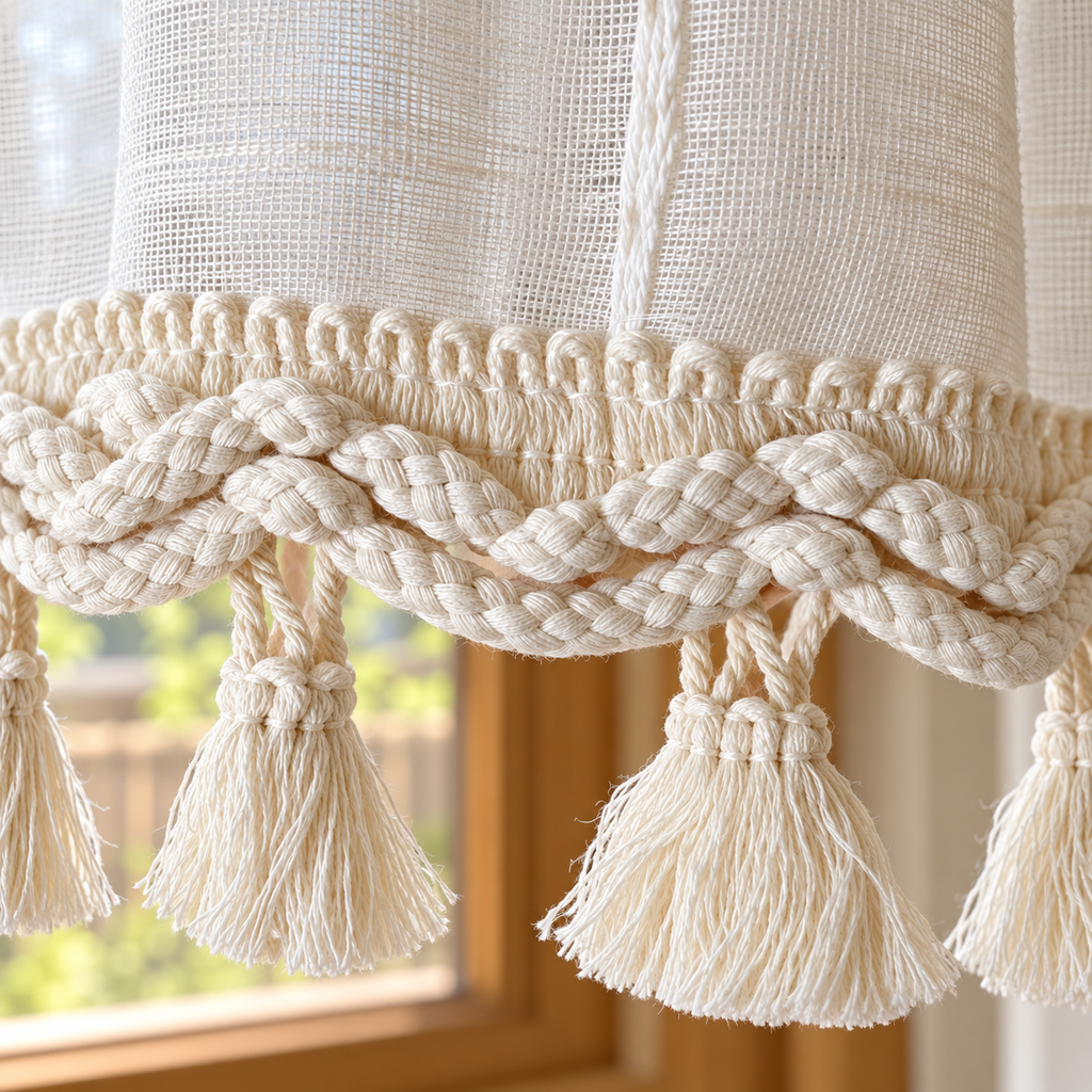 Linen Pull-Up Curtain Panel - hem detail
