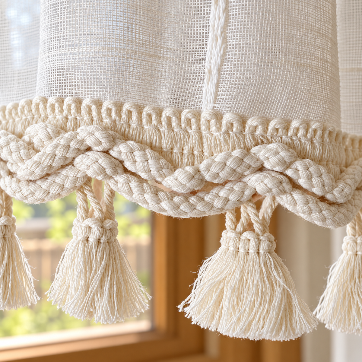 Linen Pull-Up Curtain Panel - hem detail