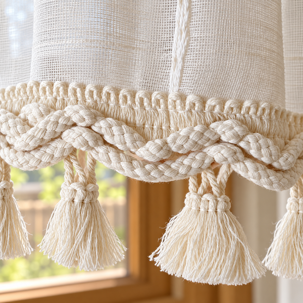 Linen Pull-Up Curtain Panel - hem detail