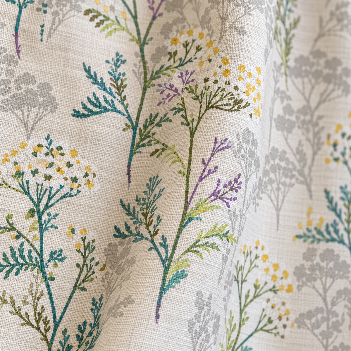 Green Leaf Cafe Curtain with Ruffled Edges - fabric detail