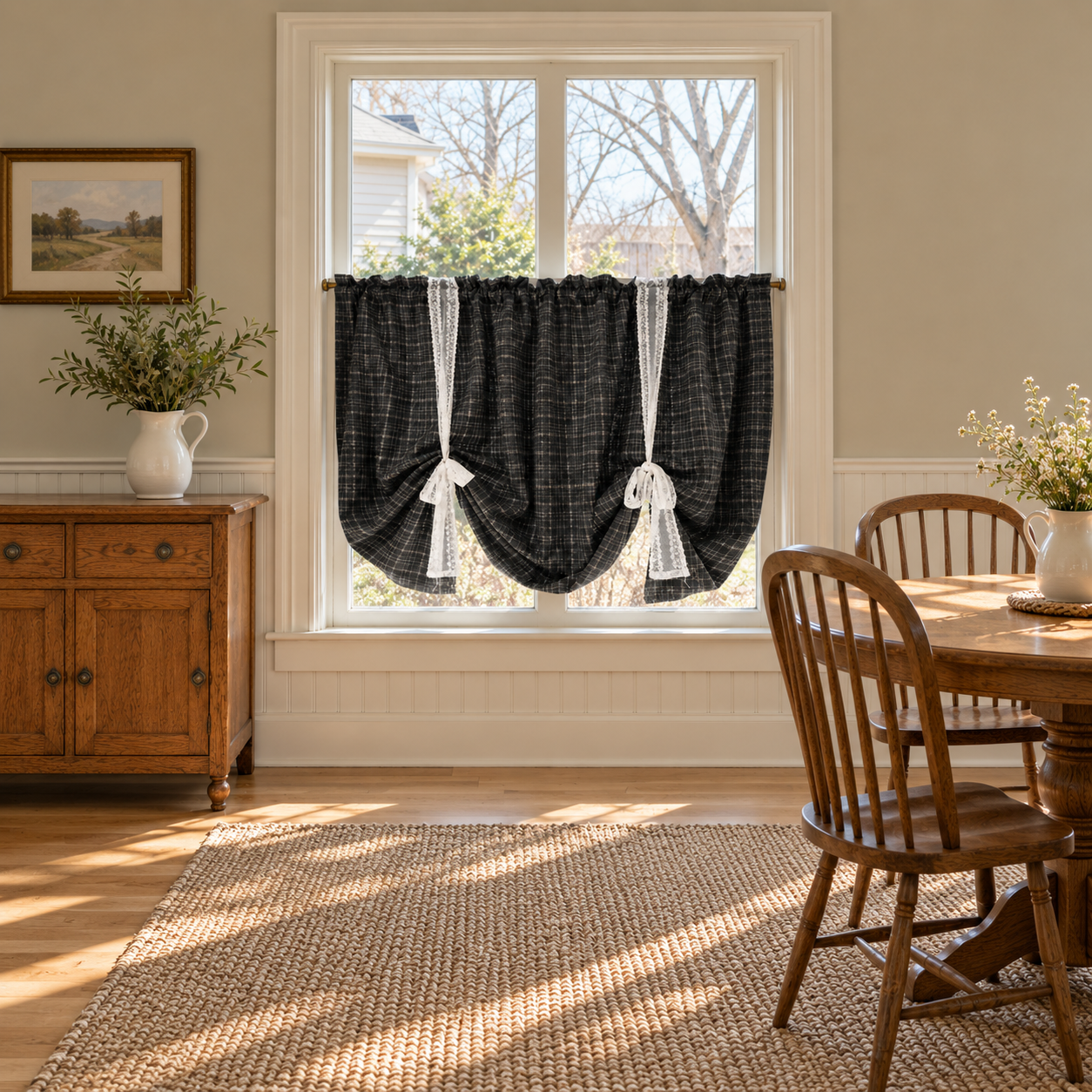 Gray Plaid Tie-Up Valance Secondary image