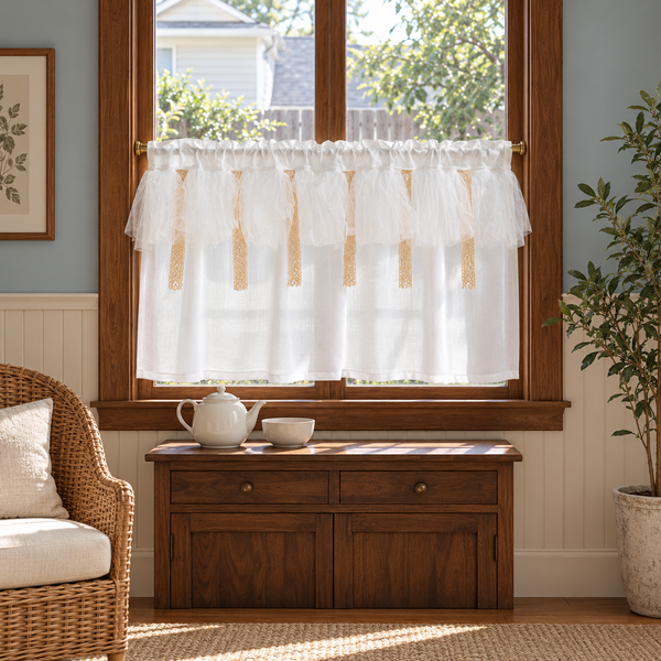 French Country Semi-Sheer Cafe Curtain - styled product view