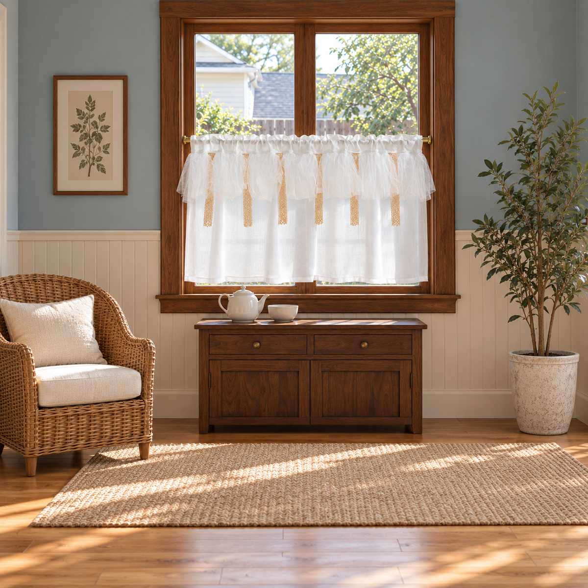 French Country Semi-Sheer Cafe Curtain - room setting