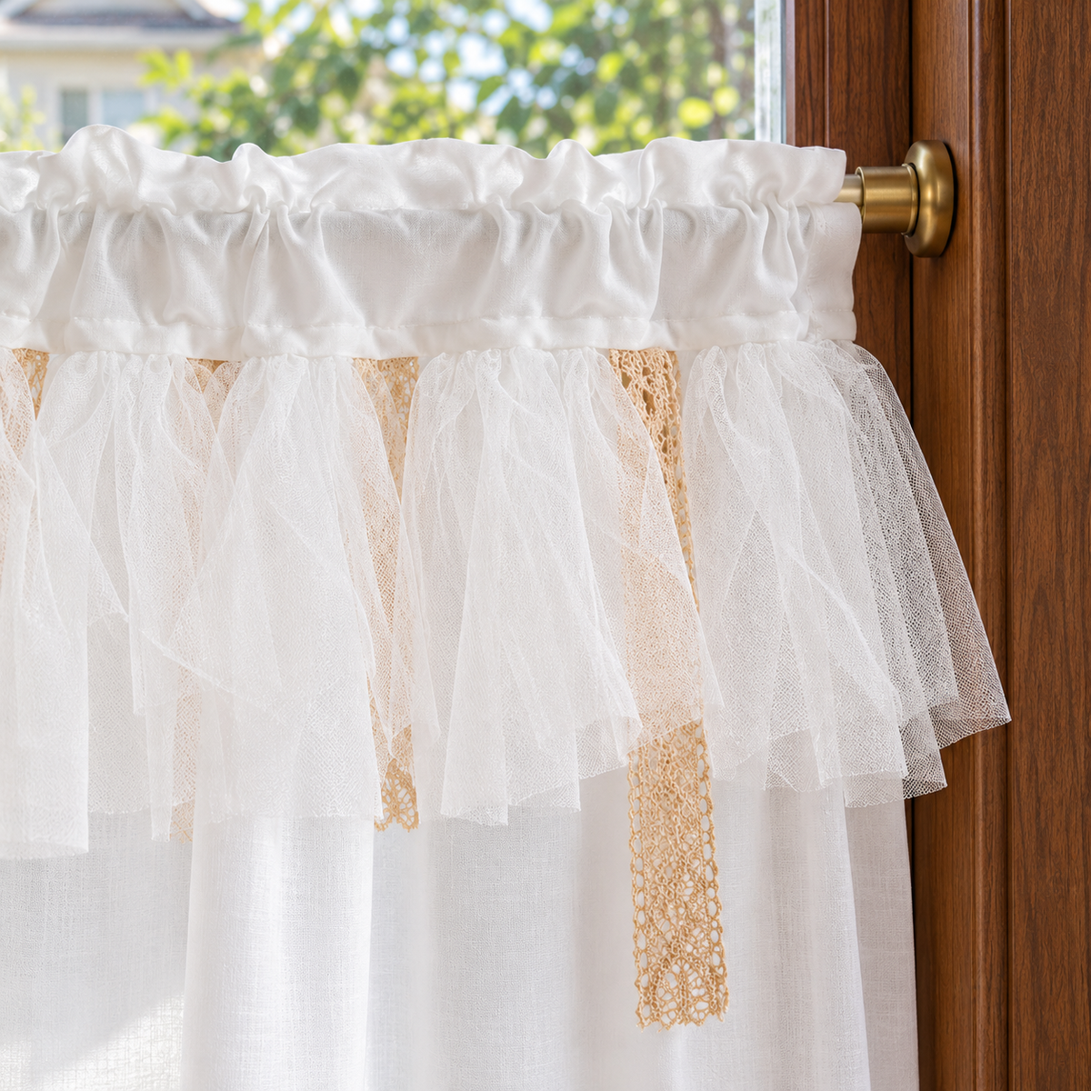 French Country Semi-Sheer Cafe Curtain - header detail