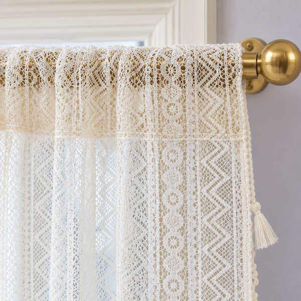Light-Filtering Farmhouse Curtain Panel - header detail
