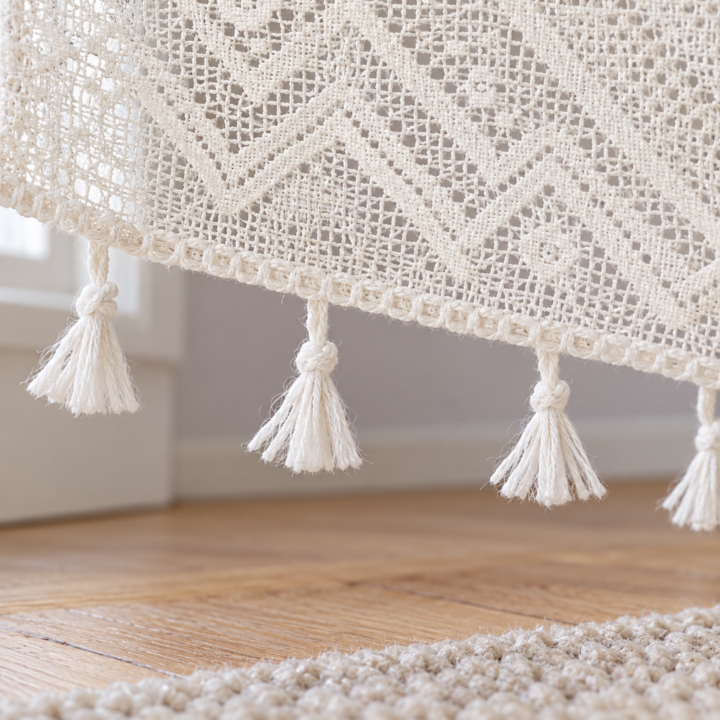 Light-Filtering Farmhouse Curtain Panel - hem detail