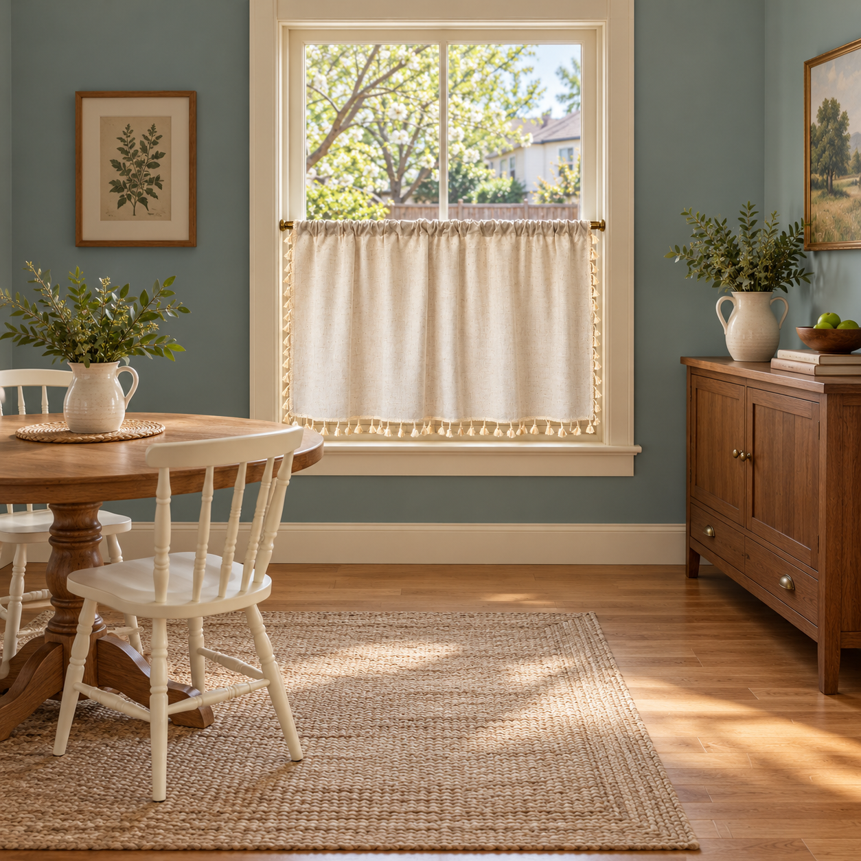 Cotton Linen Cafe Curtain: Boho Farmhouse Style Secondary image