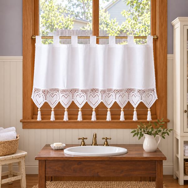 White Short Cafe Curtain - styled product view