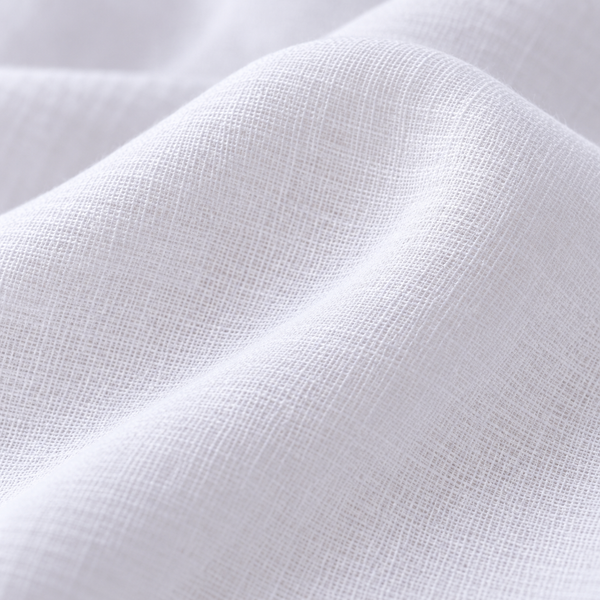 White Short Cafe Curtain - fabric detail