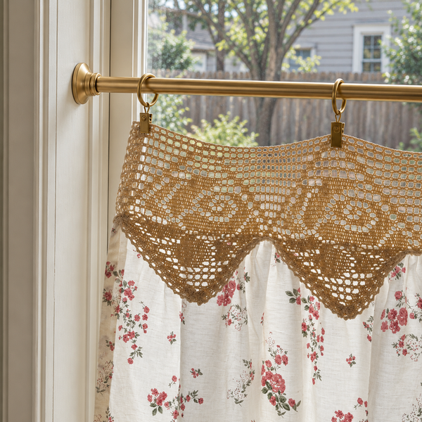Woven Floral Cafe Curtain - product view 5
