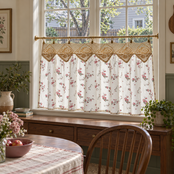 Woven Floral Cafe Curtain - product view 6