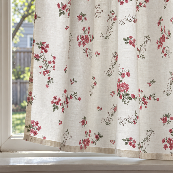 Woven Floral Cafe Curtain - product view 7