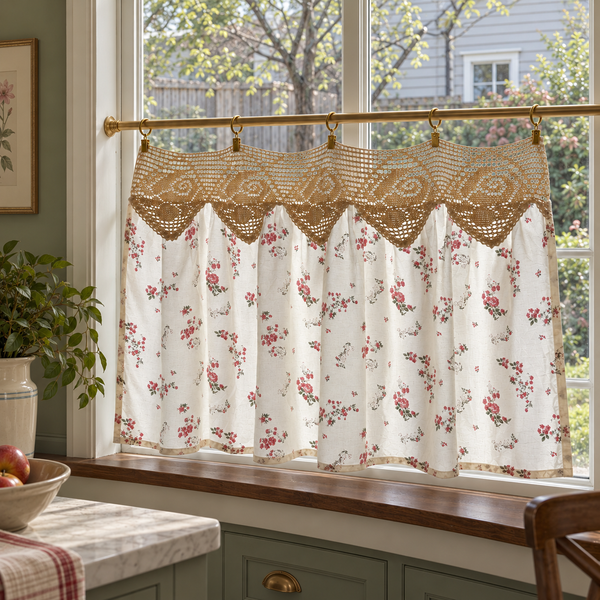 Woven Floral Cafe Curtain - product view 8