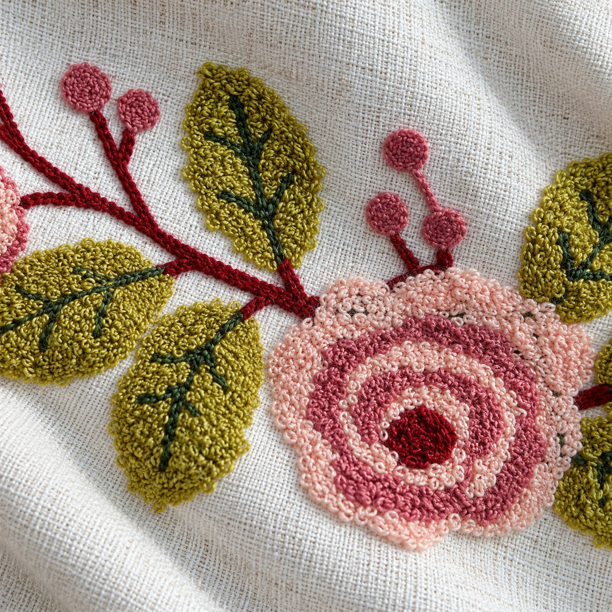 Embroidered Cafe Curtain with Scalloped Edges - product view 2