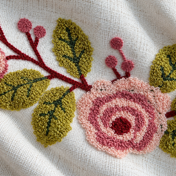 Embroidered Cafe Curtain with Scalloped Edges - product view 2