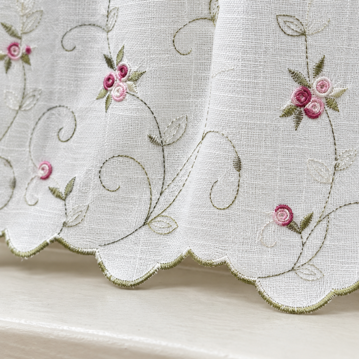 Rose Embroidered Cafe Curtain - product view 7