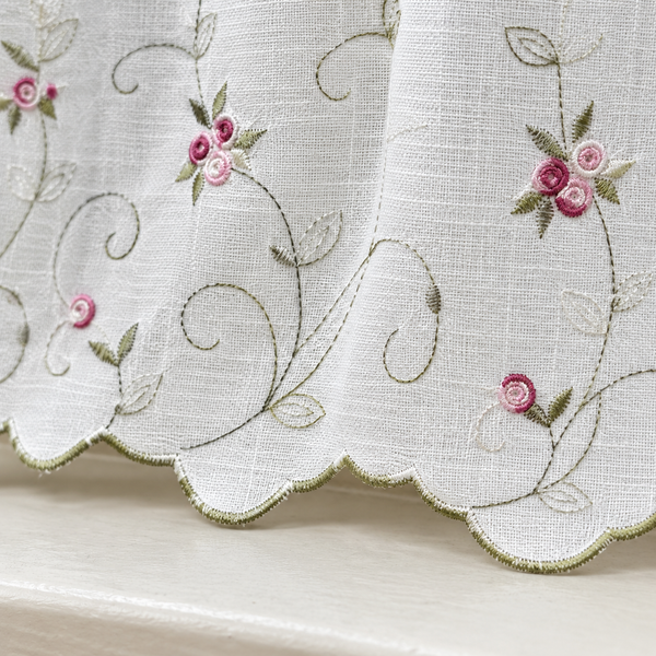 Rose Embroidered Cafe Curtain - product view 7
