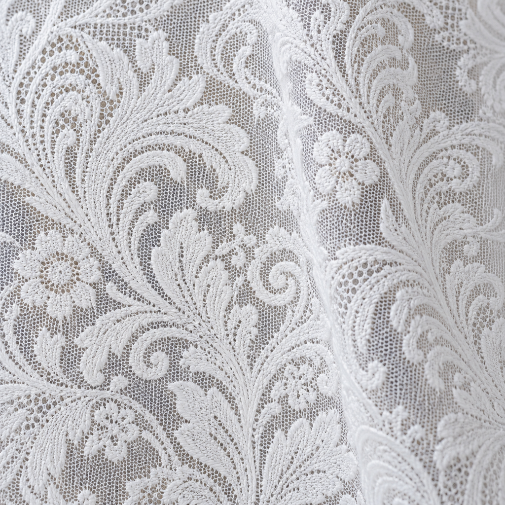 Floral Sheer Curtain Panel - fabric detail