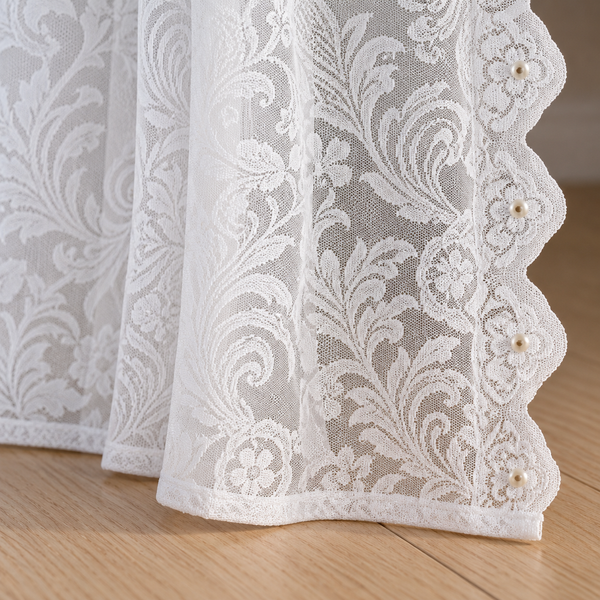 Floral Sheer Curtain Panel - hem detail