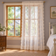 Beige Floral Embroidered Lace Curtain Panel - styled product view