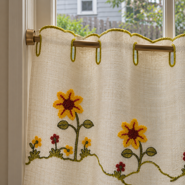 Sunflower Embroidered Cafe Curtain - product view 4