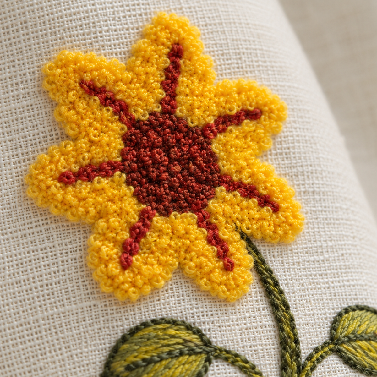 Sunflower Embroidered Cafe Curtain - product view 5