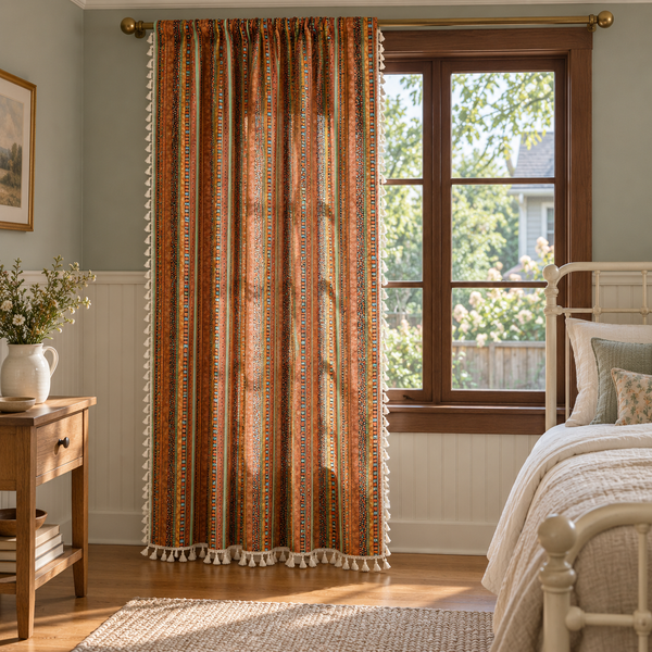 Yellow Boho Curtain Panel - styled product view