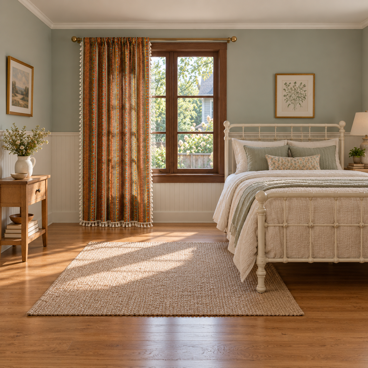 Hippie Boho Linen Curtain Panel, Yellow Bohemian Curtains for Living Room and Bedroom,Indian Decor, Farmhouse Drapery,Customize Size Curtain Secondary image