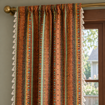 Yellow Boho Curtain Panel - header detail