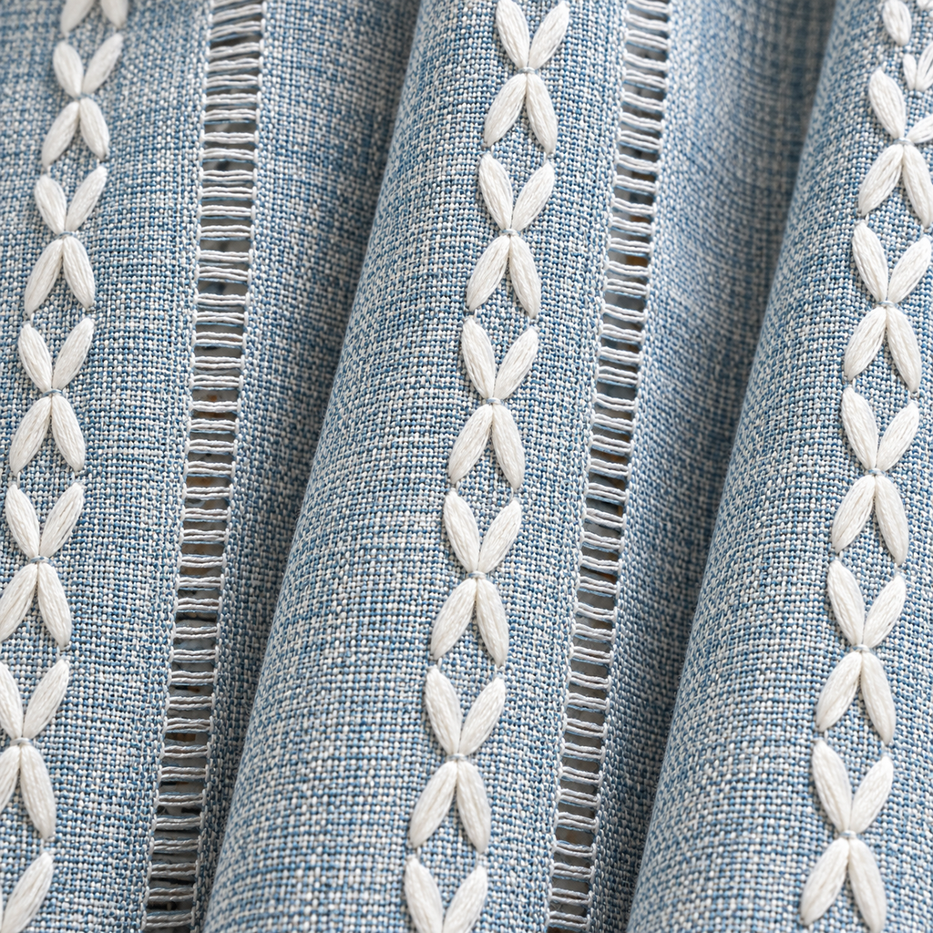 Blue Boho Curtain Panel - fabric detail