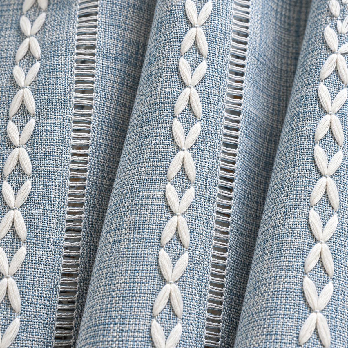 Blue Boho Curtain Panel - fabric detail