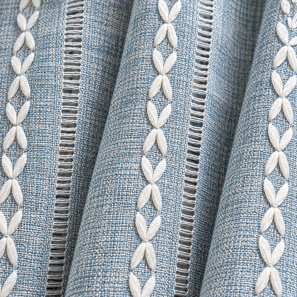 Blue Boho Curtain Panel - fabric detail