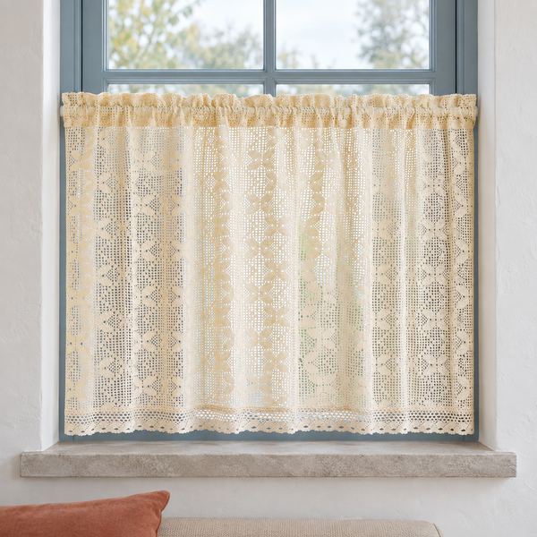 Beige Crochet Cafe Curtain — product view 1
