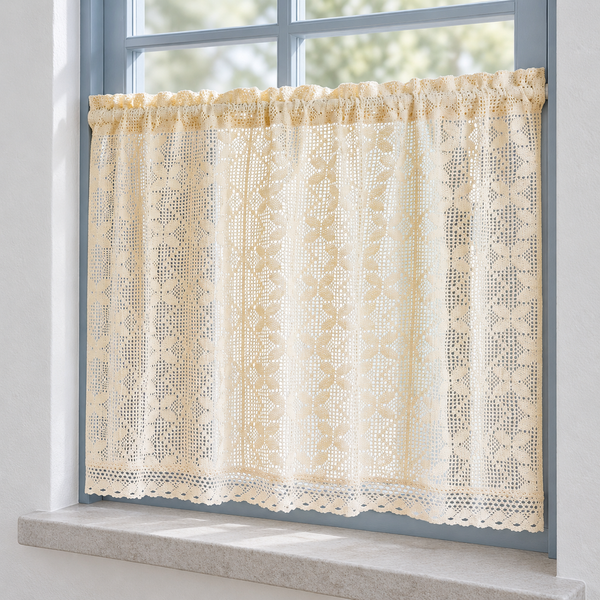 Beige Crochet Cafe Curtain — product view 3