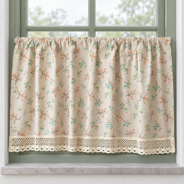 Floral Farmhouse Cafe Curtain — product view 3
