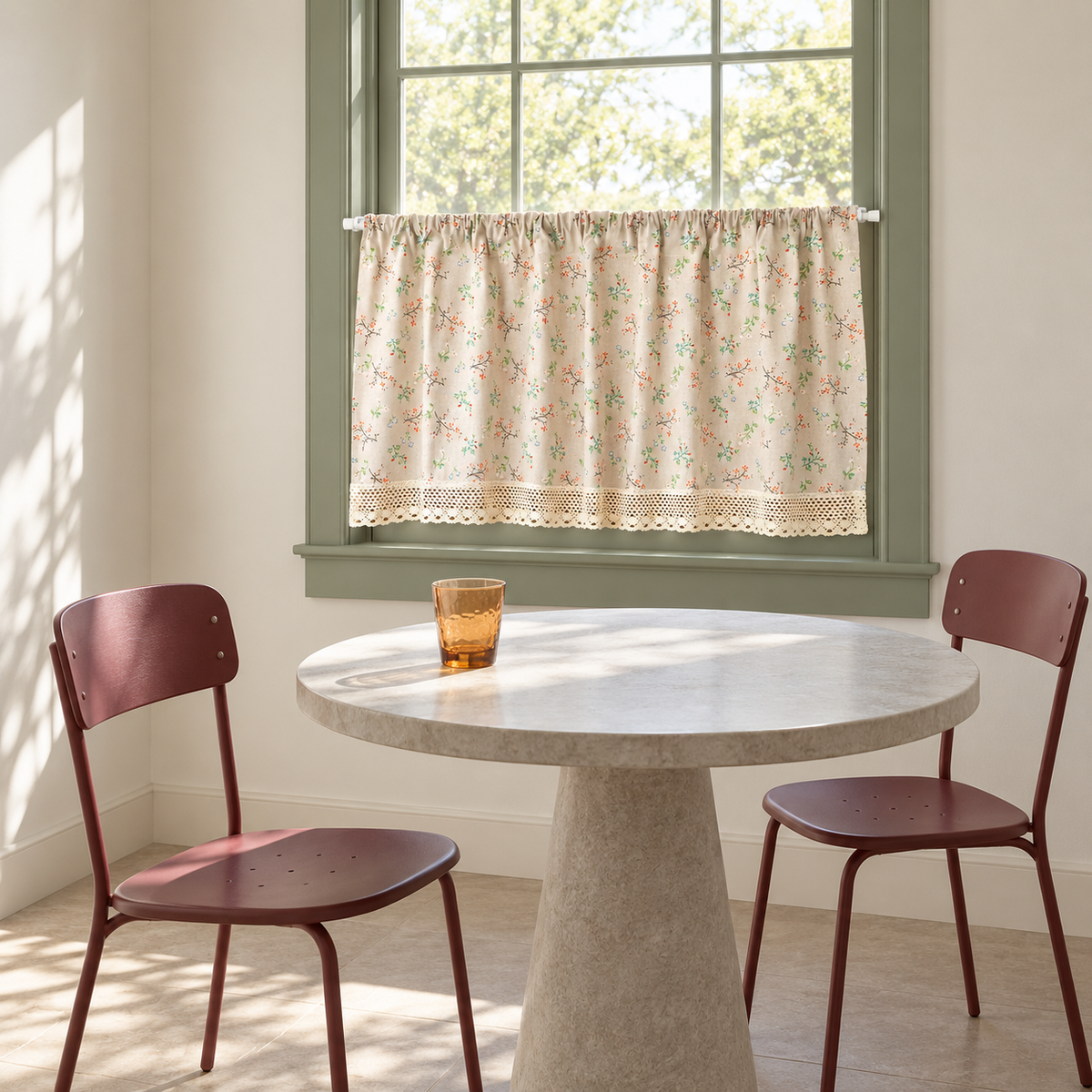 Floral Farmhouse Cafe Curtain — product view 4
