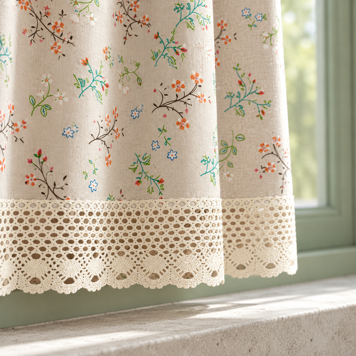 Floral Farmhouse Cafe Curtain — product view 6