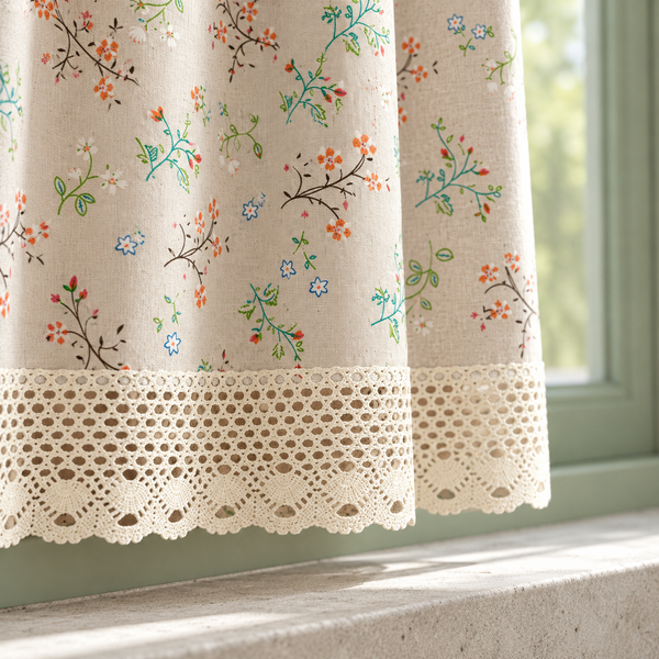 Floral Farmhouse Cafe Curtain — product view 6