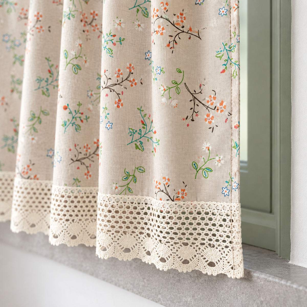 Floral Farmhouse Cafe Curtain — product view 8