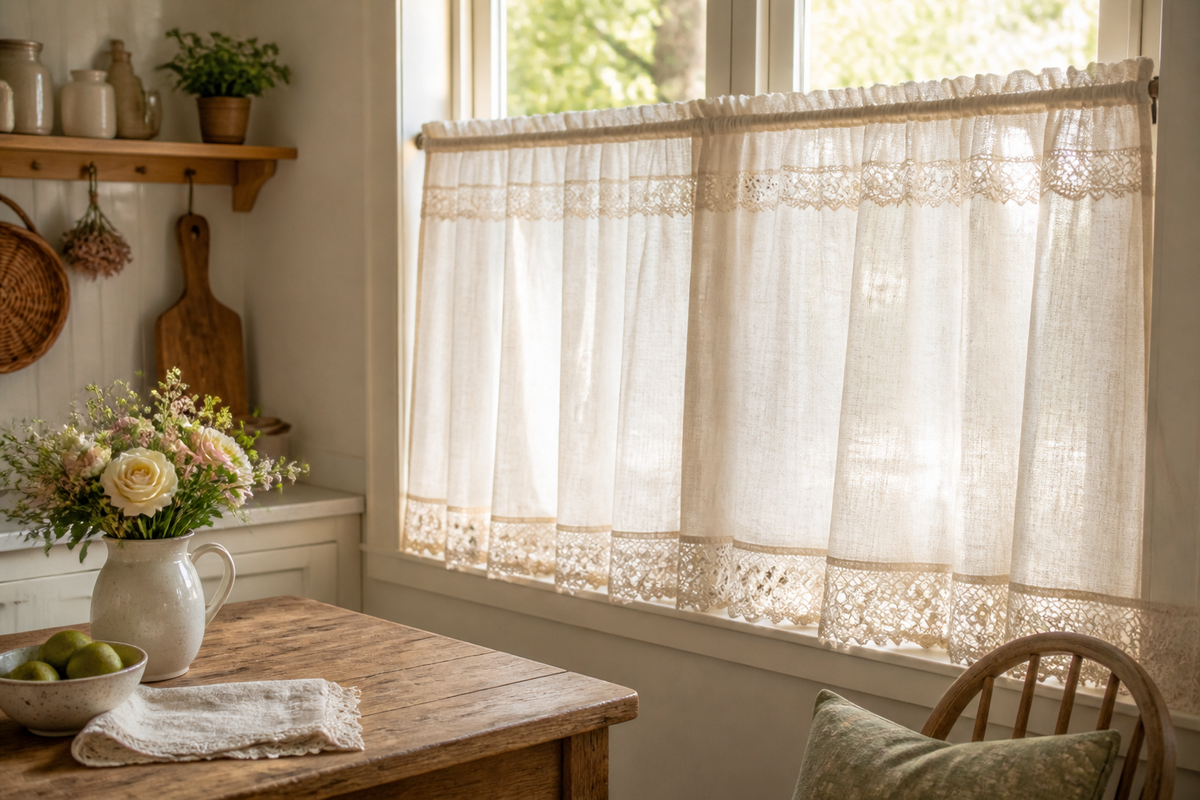 UDH2 preview image of lace cafe curtains for kitchen windows